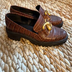 Brown Loafers with Gold Buckles